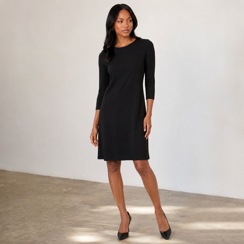 Michael Kors Shift Dress Long Sleeve Womens Black M Gold Back Zip NWT